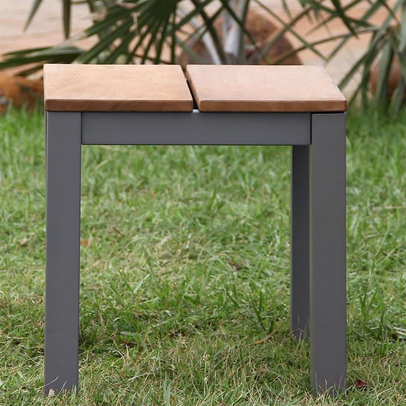 Fides Color Hocker/Beistelltisch 45 x 45 x 45 cm Teak mit Aluminiumgestell
