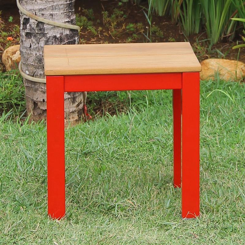 Fides Color Hocker/Beistelltisch 45 x 45 x 45 cm Teak mit Aluminiumgestell