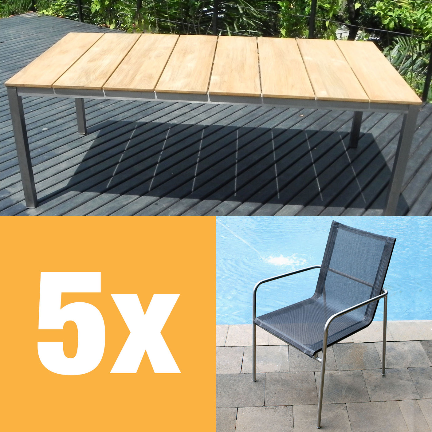 Fides Stapelstuhl Set 200 bestehend aus Fides Esstisch 200 x 100 und Fides Batyline Stapelstühlen