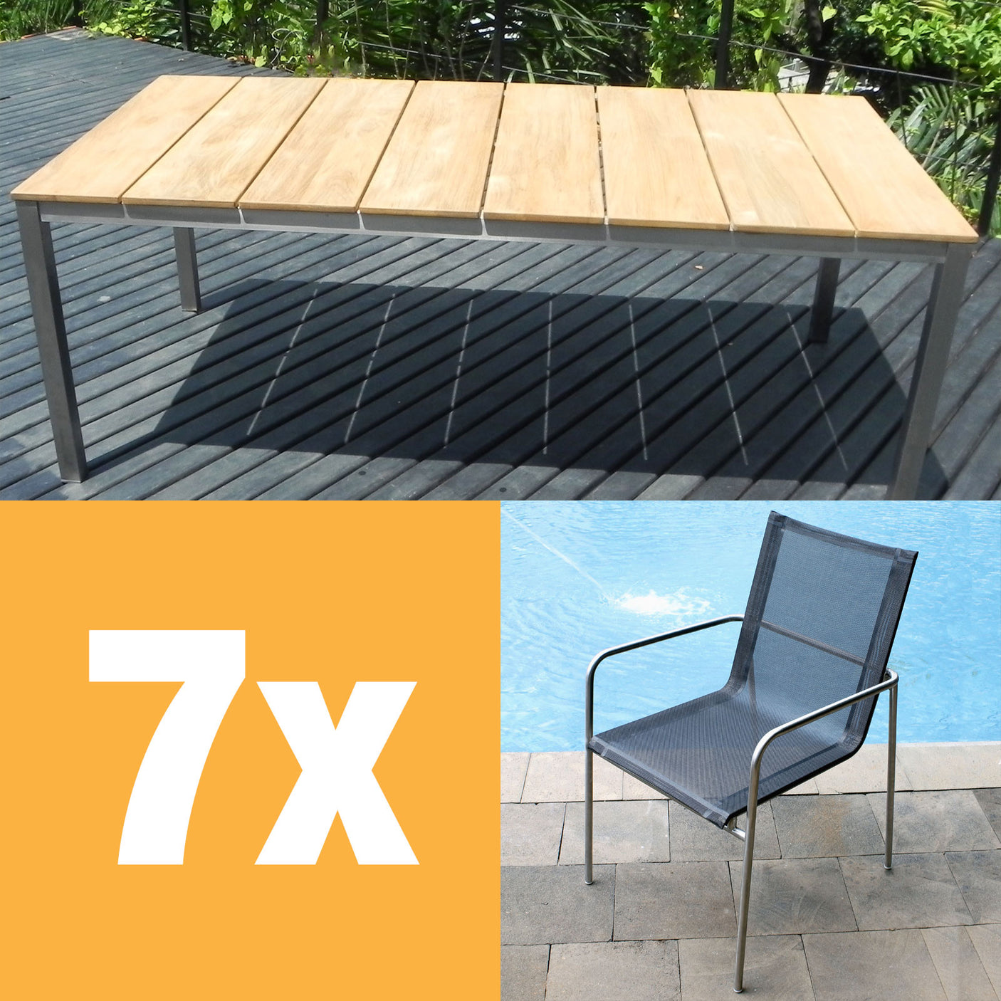 Fides Stapelstuhl Set 200 bestehend aus Fides Esstisch 200 x 100 und Fides Batyline Stapelstühlen