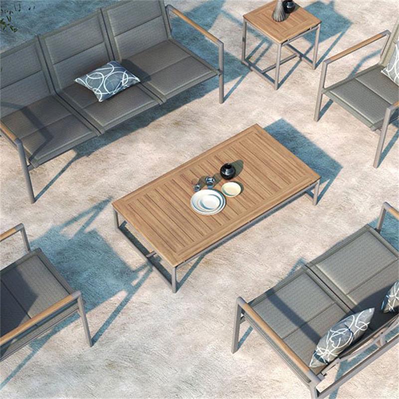 Gazelig Beistelltisch 45 x 45 x 50 cm - Alu pulverschichtet + Zertifiziertes Teak GRADE A