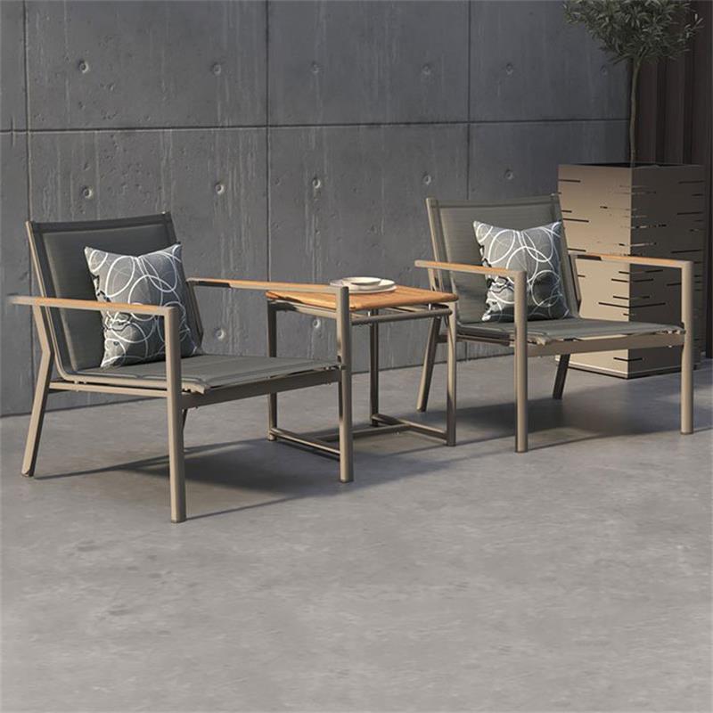 Gazelig Beistelltisch 45 x 45 x 50 cm - Alu pulverschichtet + Zertifiziertes Teak GRADE A