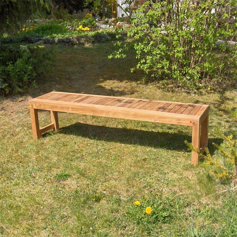 Banc de jardin Hampton sans dossier 160 cm - Teck certifié GRADE A