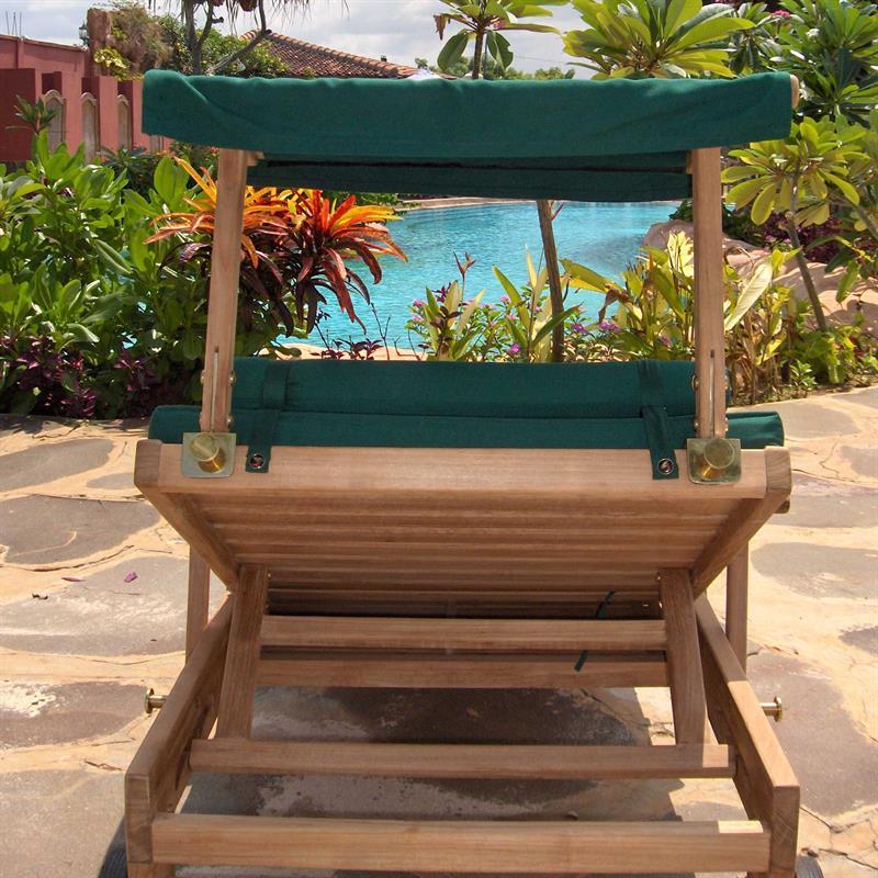 Hampton Deluxe Liegen Set 2 bestehend aus Hampton Liege -Zertifiziertes Teak Grade A + Messingbeschläge, Hampton Liegenauflage und Sonnendach mit Bespannung in Sunproof