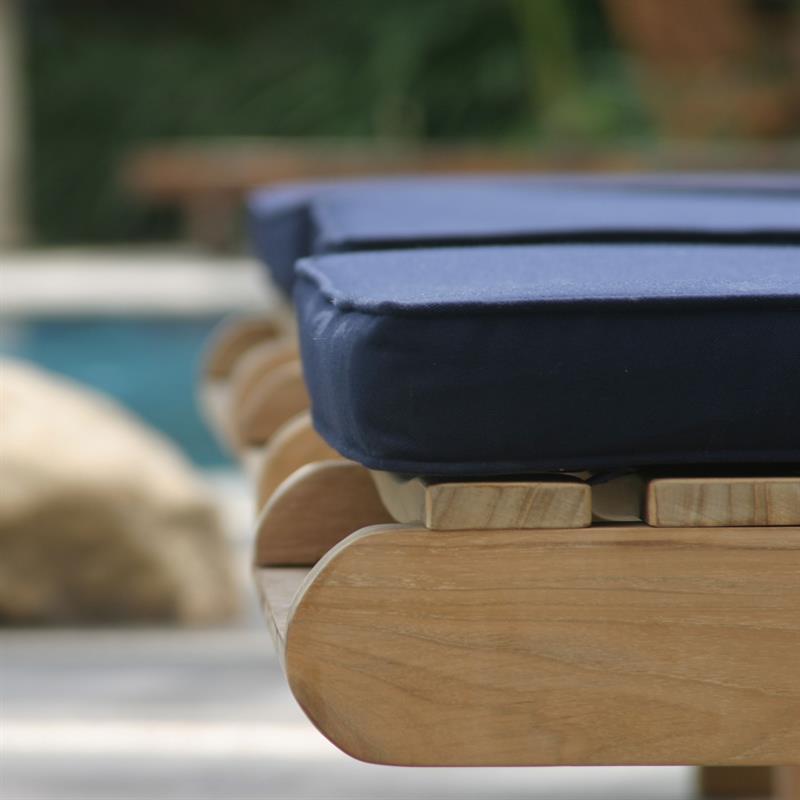 Florida Liegen 1er Set bestehend aus Florida Liege 200 x 60 x 31 Teakholz GRADE A + Messingbeschläge und Liegenauflage in Nagata