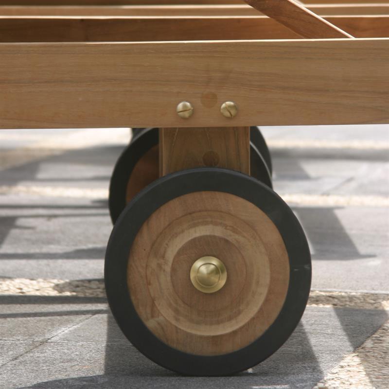 Florida Liegen 2er Set - Teakholz GRADE A + Messingbeschläge bestehend aus 2 Florida Liegen 200 x 60 x 31 und 2 Liegenauflagen in Nagata