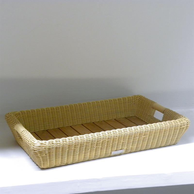 Lorraine tray with teak base 62x42