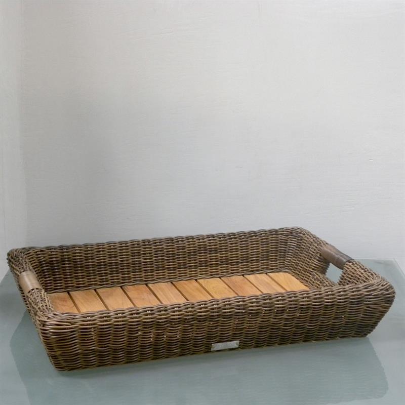 Lorraine tray with teak base 62x42