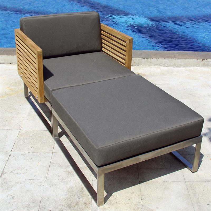 Tessin Lounge Set bestehend aus: 1 x Seitenmodul rechts, 1 x Eckmodul, 1 x Mittelmodul, 1 x Seitenmodul links , 1 x Tessin Einsitzer alle mit Polster in Sunproof und 1x Ottomane ohne Polster