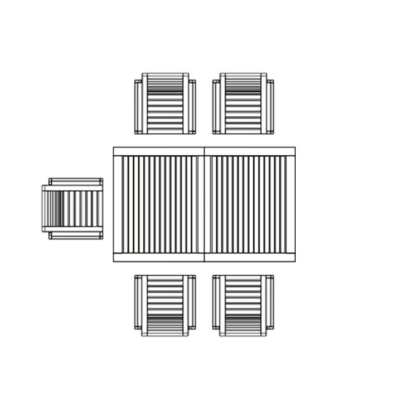 Moselle Ausziehtisch-Set 220 bestehend aus Moselle Ausziehtisch 220/160 x 100 und Moselle Stapelstühlen aus Teak mit Edelstahl