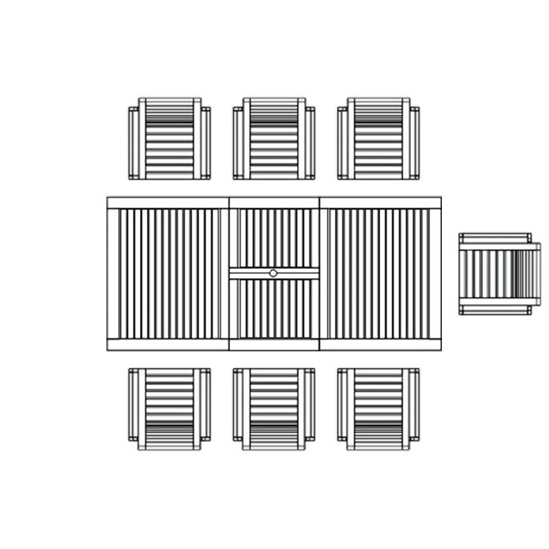 Moselle Ausziehtisch-Set 220 bestehend aus Moselle Ausziehtisch 220/160 x 100 und Moselle Stapelstühlen aus Teak mit Edelstahl