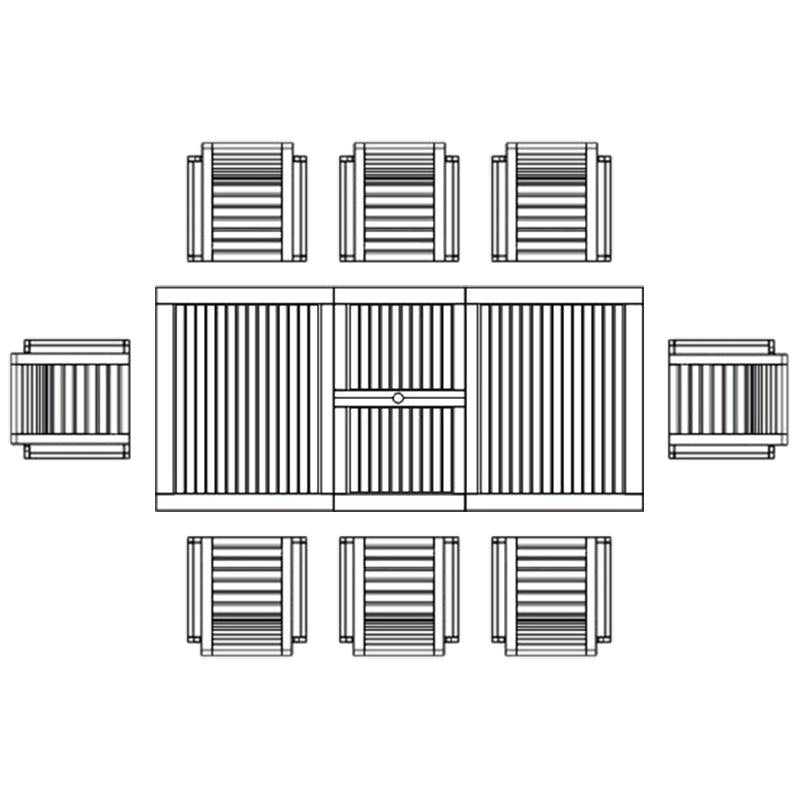 Moselle Ausziehtisch-Set 220 bestehend aus Moselle Ausziehtisch 220/160 x 100 und Moselle Stapelstühlen aus Teak mit Edelstahl