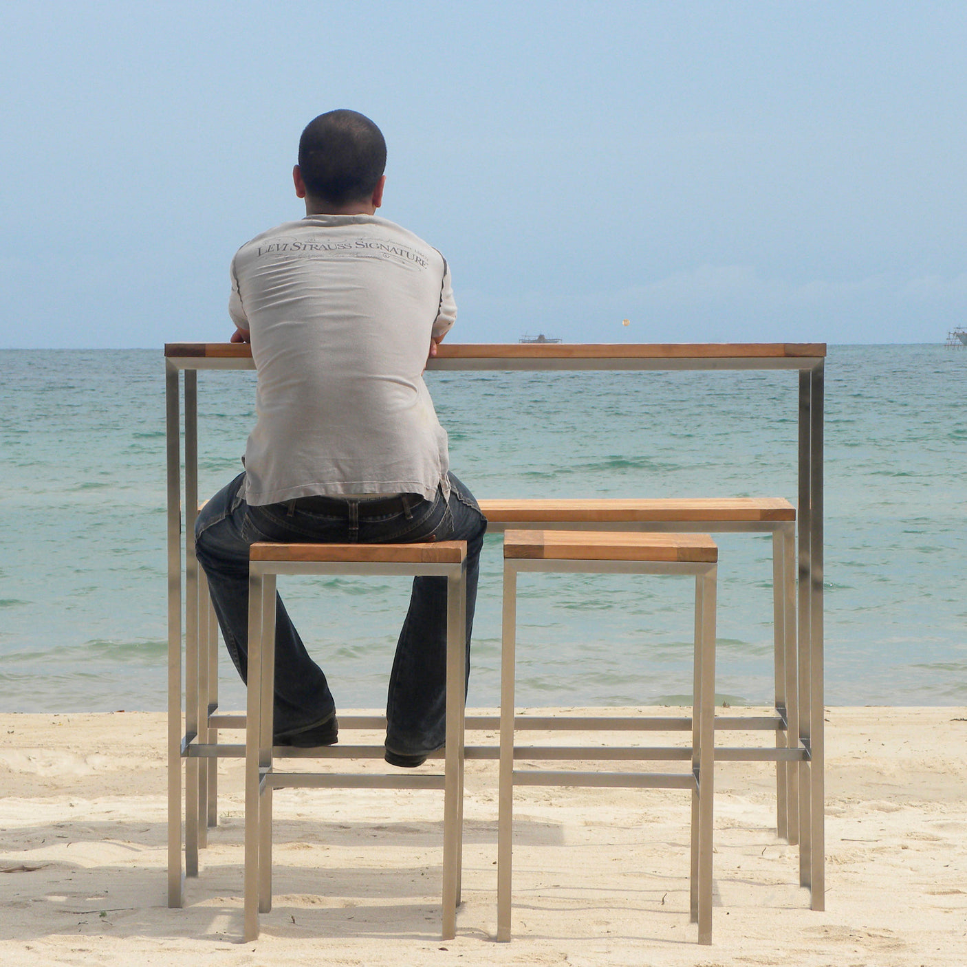 Florence Bar Bank Teak Edelstahl