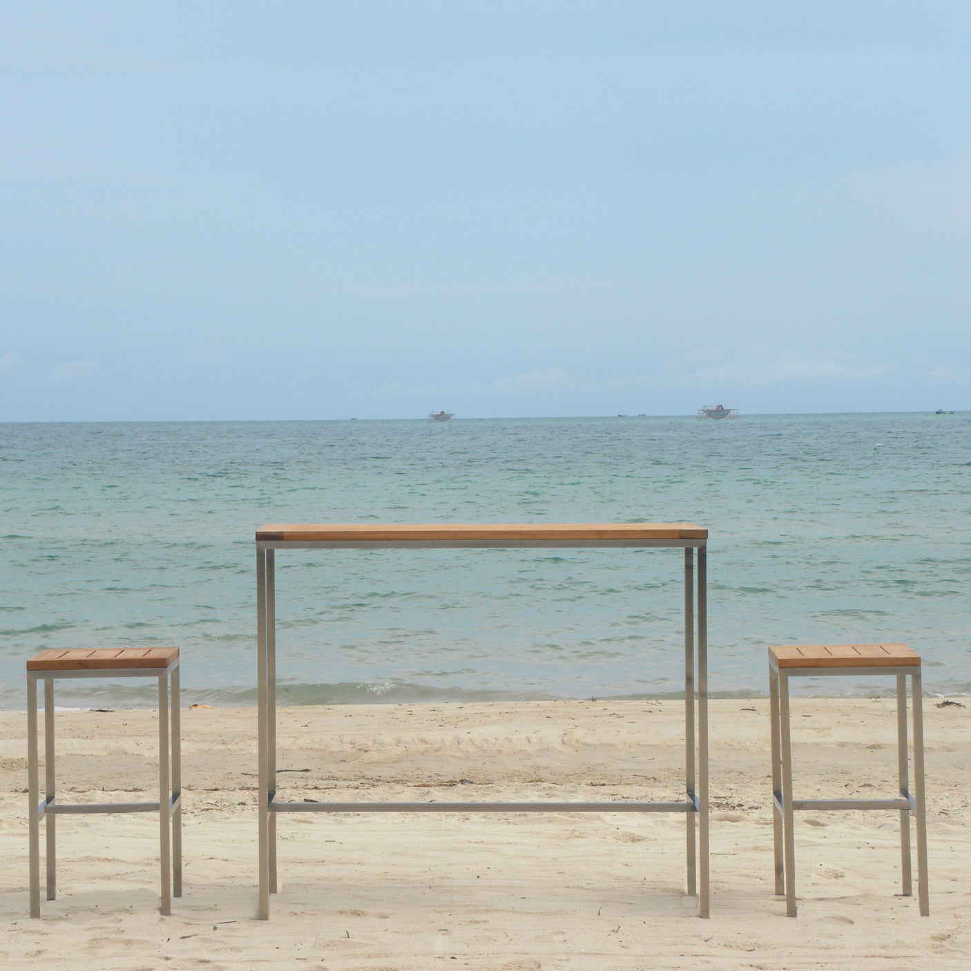 Florence Bar Hocker 40 x 40 x 75cm Teak mit Edelstahlgestell