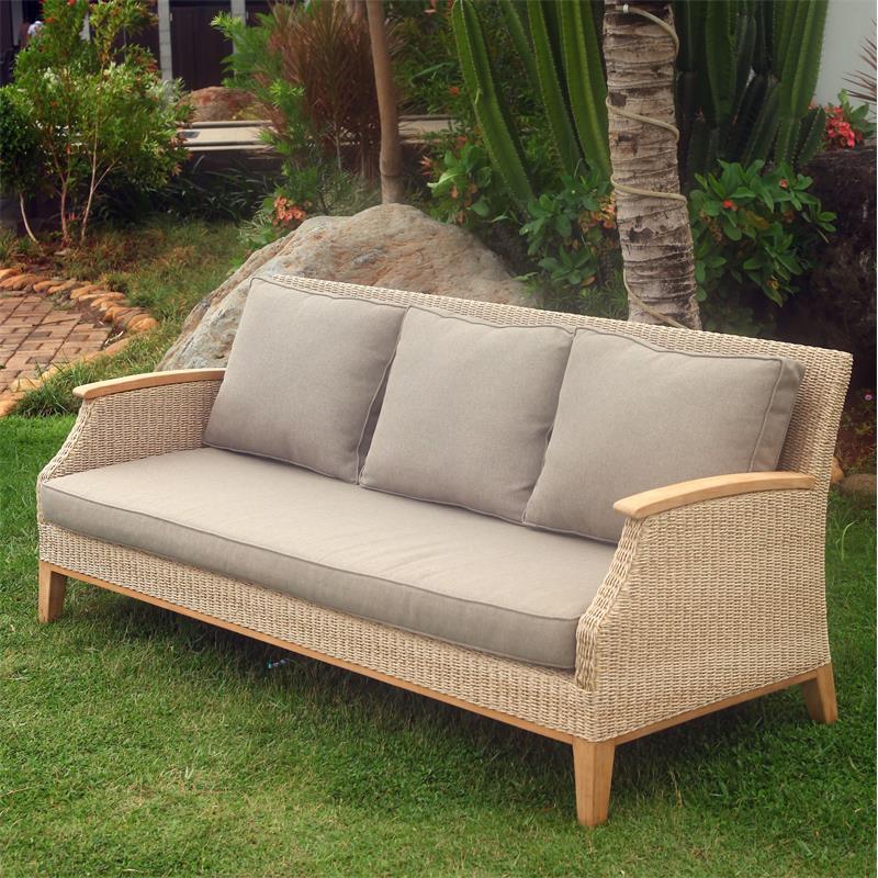 Stokeham Sofa 3 Sitzer 200,5 x 91 x 86 cm Geflecht mit Teakholzbeinen