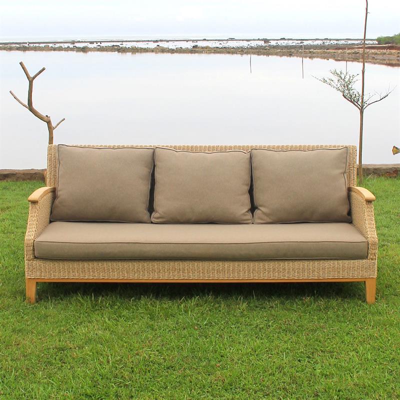 Stokeham Sofa 3 Sitzer 200,5 x 91 x 86 cm Geflecht mit Teakholzbeinen