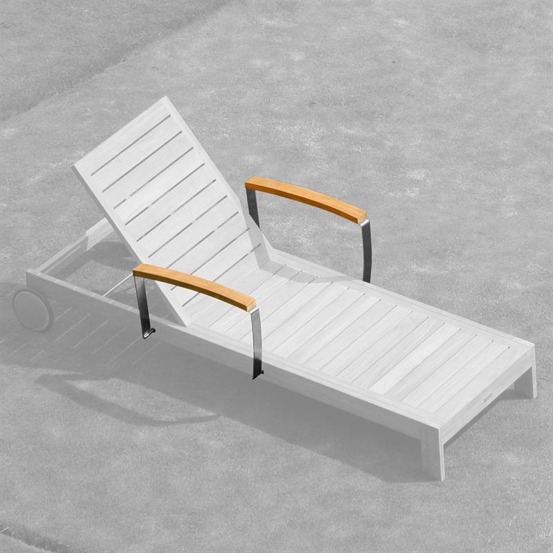 Paire d'accoudoirs de transat Nivelle - teck certifié GRADE A + ferrures en acier inoxydable