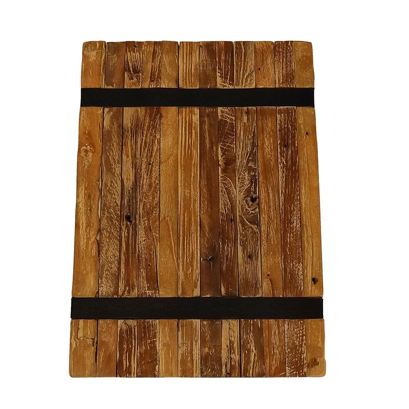 Side table Reng 50 x 35 x 45 cm solid whitewash teak strips with steel legs