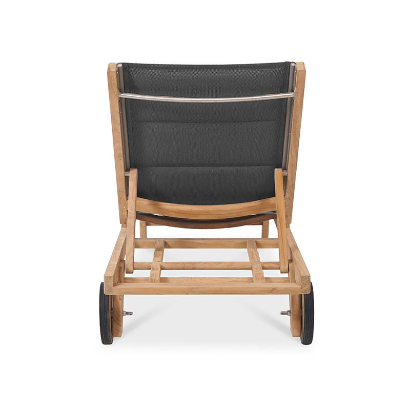 Rivera transat plat DELUXE - tapissé - teck GRADE A + Batyline + ferrures inox