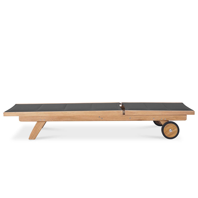 Rivera transat plat DELUXE - tapissé - teck GRADE A + Batyline + ferrures inox