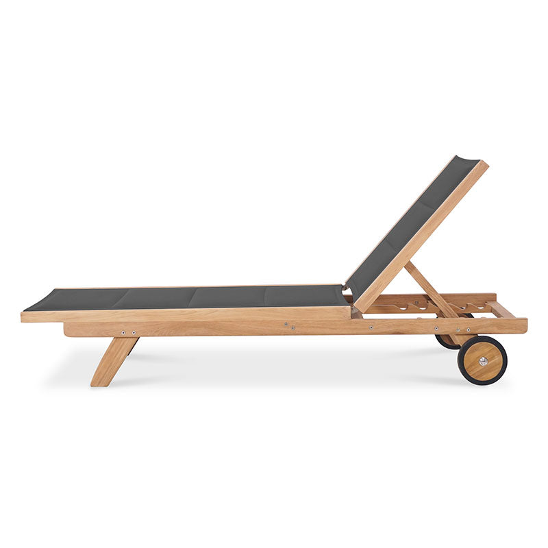 Rivera transat plat DELUXE - tapissé - teck GRADE A + Batyline + ferrures inox