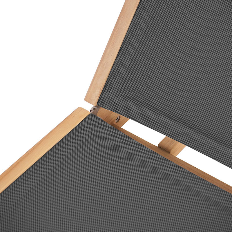 Rivera transat plat DELUXE - tapissé - teck GRADE A + Batyline + ferrures inox