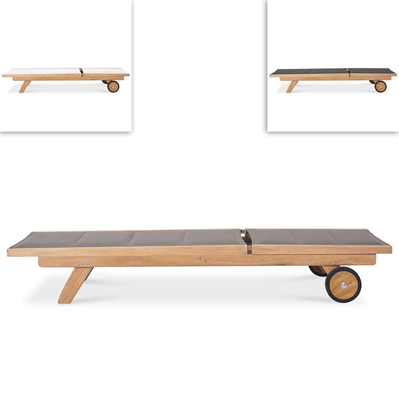 Rivera transat plat DELUXE - tapissé - teck GRADE A + Batyline + ferrures inox