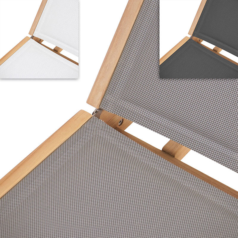 Rivera transat plat DELUXE - tapissé - teck GRADE A + Batyline + ferrures inox