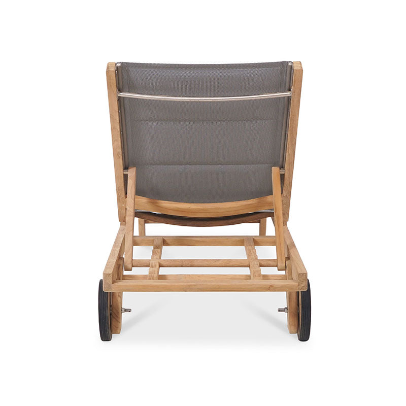 Rivera transat plat DELUXE - tapissé - teck GRADE A + Batyline + ferrures inox