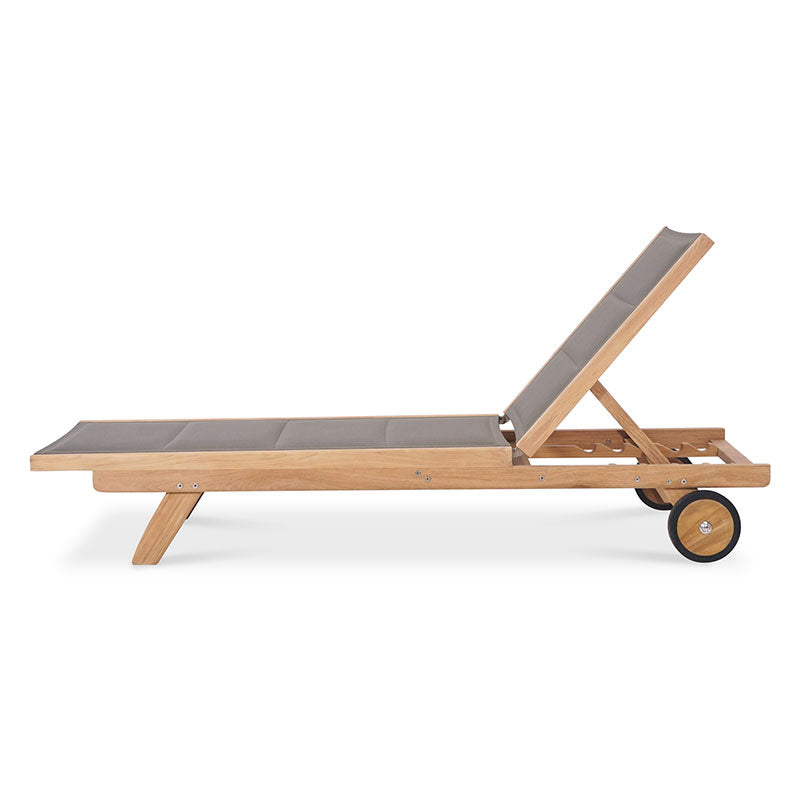 Rivera transat plat DELUXE - tapissé - teck GRADE A + Batyline + ferrures inox