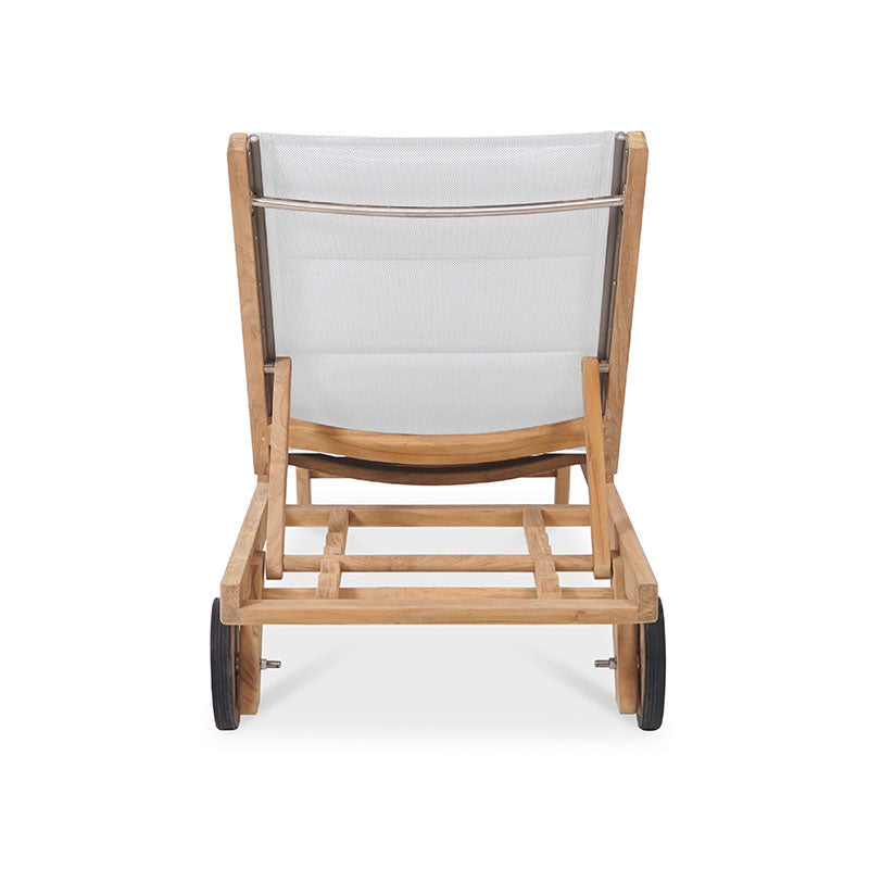 Rivera transat plat DELUXE - tapissé - teck GRADE A + Batyline + ferrures inox