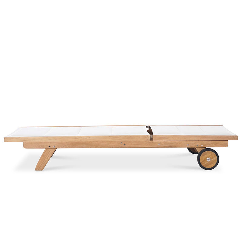 Rivera transat plat DELUXE - tapissé - teck GRADE A + Batyline + ferrures inox