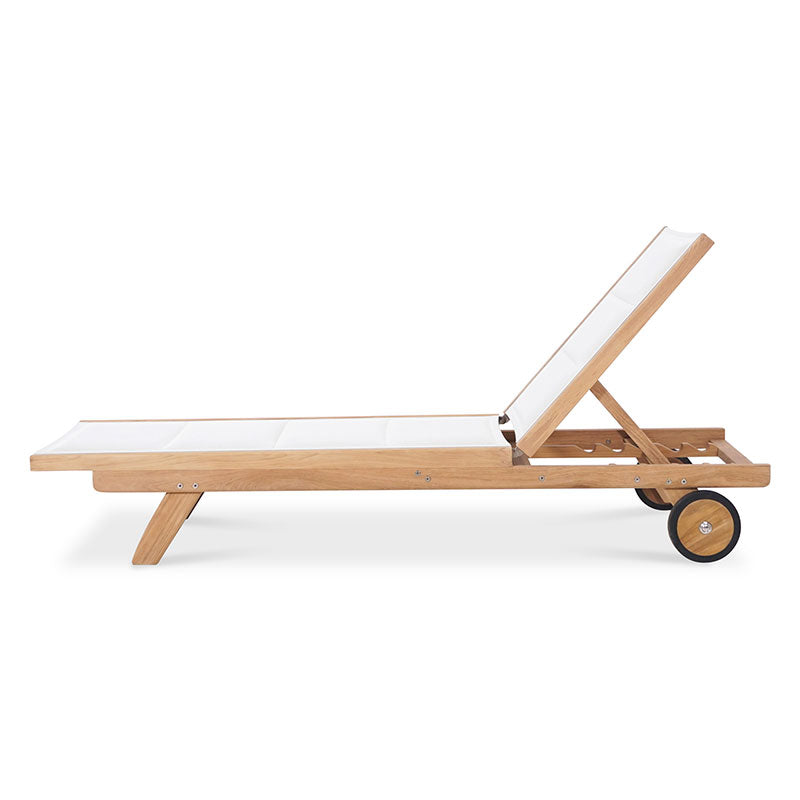 Rivera transat plat DELUXE - tapissé - teck GRADE A + Batyline + ferrures inox