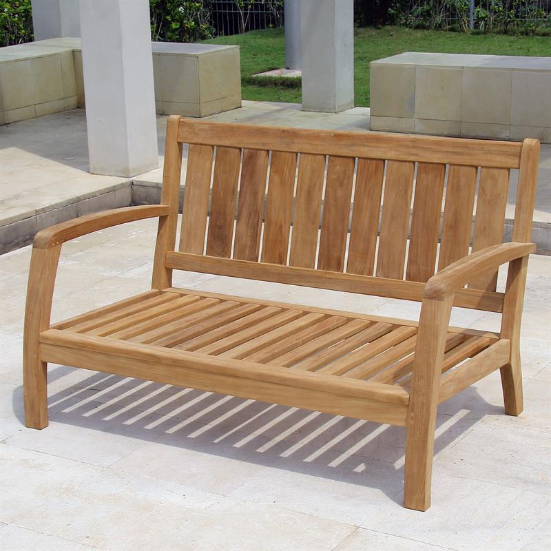 Corona Sofa 2 Sitzer 132 x 76,5 x 82 cm - Zertifiziertes Teakholz GRADE A