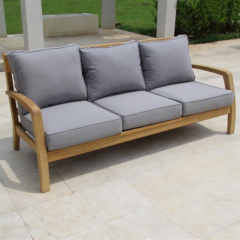 Corona Sofa 3 Sitzer 192 x 76,5 x 82 cm - Zertifiziertes Teakholz GRADE A