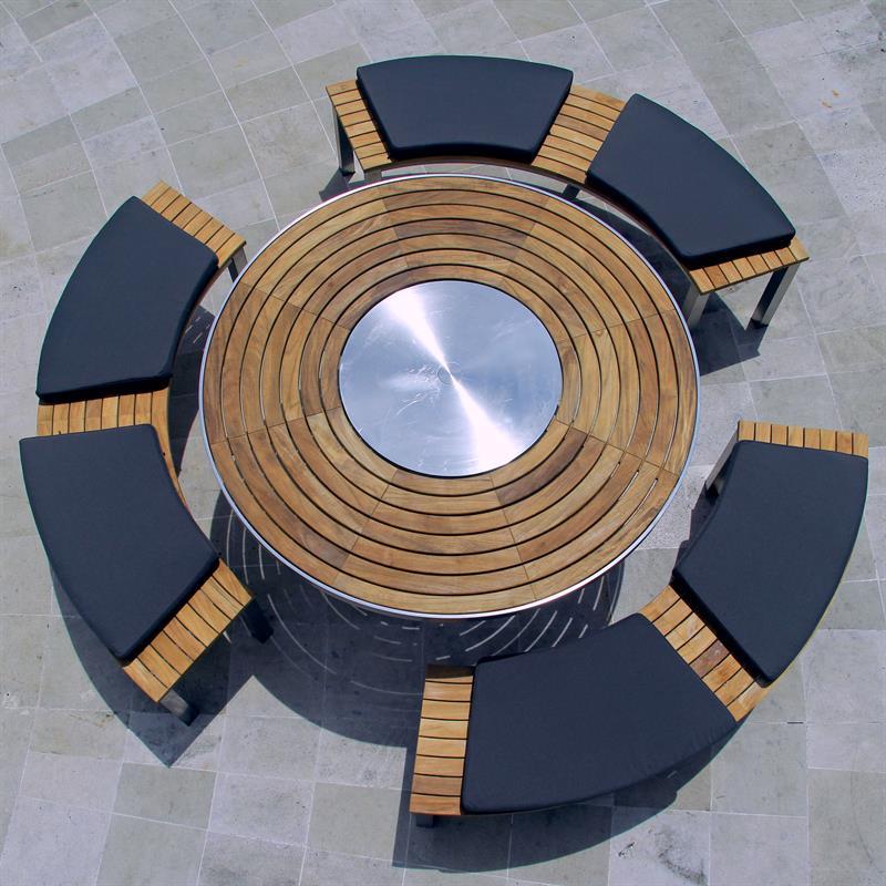 Signature bench without backrest 176 x 65.5 x 45cm - Certified Teak Grade with stainless steel frame