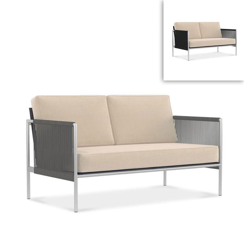 Snix Sofa 2 Sitzer 143x78,5x74,5cm - rostfreier Edelstahl, Batyline und Rope-Material