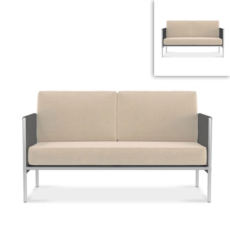 Snix Sofa 2 Sitzer 143x78,5x74,5cm - rostfreier Edelstahl, Batyline und Rope-Material