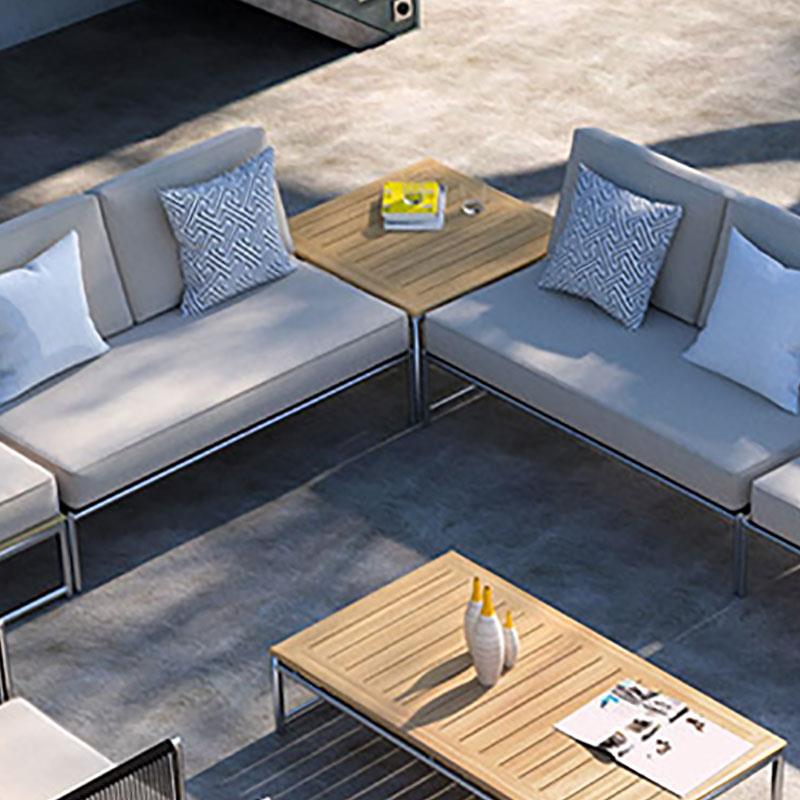 Snix Lounge 2 Sitzer Mittelmodul 136x78,5x74,5cm - rostfreier Edelstahl, Batyline und Rope-Material