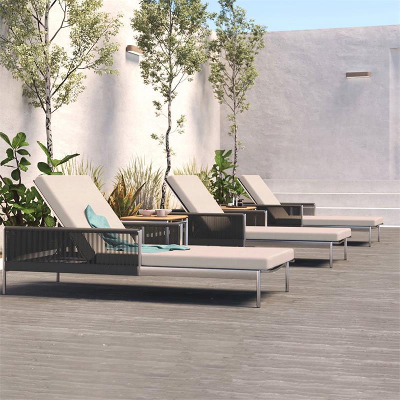 Snix Liege 205x73,5x50cm - rostfreier Edelstahl, Batyline und Rope-Material