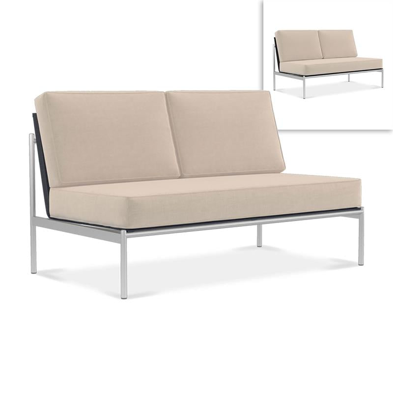 Snix Lounge 2 Sitzer Mittelmodul 136x78,5x74,5cm - rostfreier Edelstahl, Batyline und Rope-Material