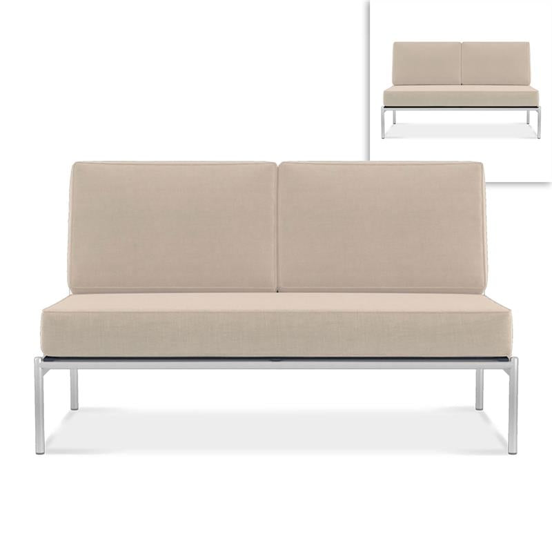 Snix Lounge 2 Sitzer Mittelmodul 136x78,5x74,5cm - rostfreier Edelstahl, Batyline und Rope-Material