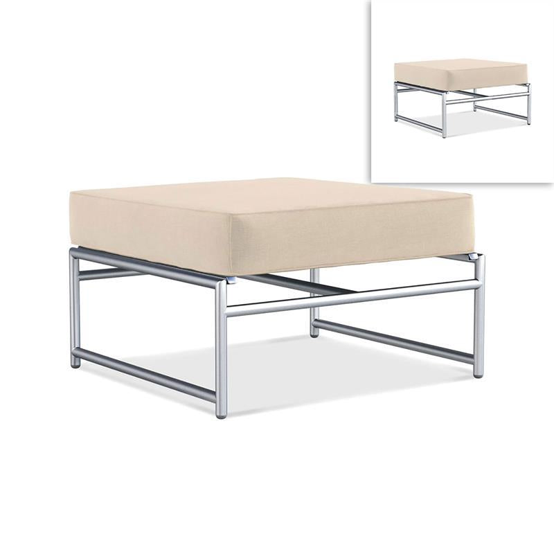Snix Lounge Ottomane / Hocker 77,5x70x29cm - rostfreier Edelstahl, Batyline und Rope-Material