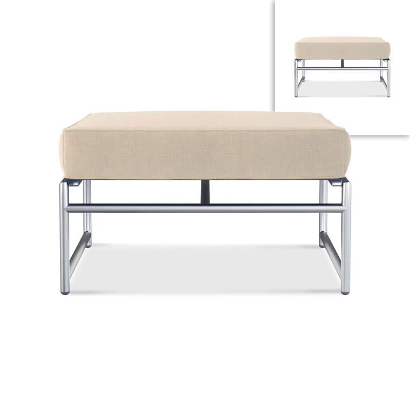 Snix Lounge Ottomane / Hocker 77,5x70x29cm - rostfreier Edelstahl, Batyline und Rope-Material