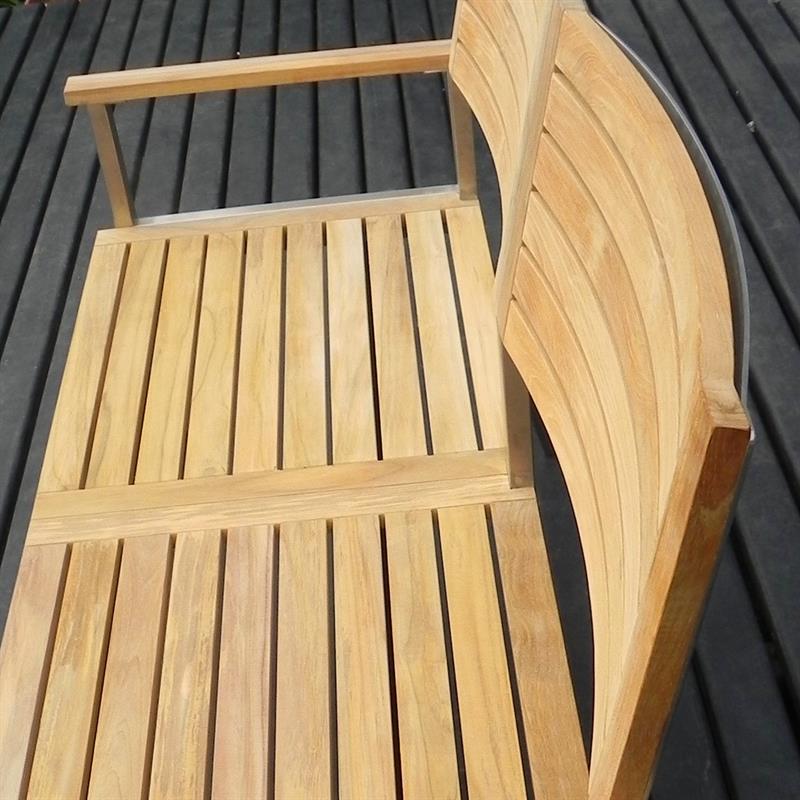 Moselle Gartenbank mit Rückenlehne 140 cm - Zertifiziertes Teak GRADE A + Edelstahlgestell