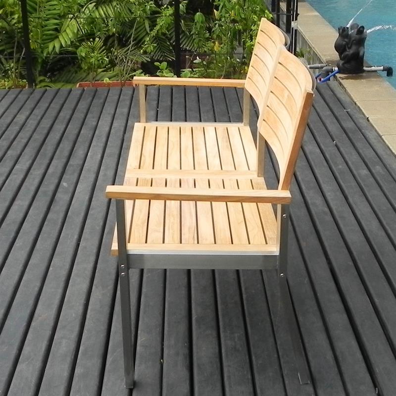 Moselle Gartenbank mit Rückenlehne 140 cm - Zertifiziertes Teak GRADE A + Edelstahlgestell