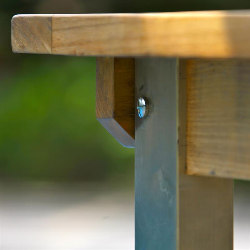 Moselle Ausziehtisch-Set 220 bestehend aus Moselle Ausziehtisch 220/160 x 100 und Moselle Stapelstühlen aus Teak mit Edelstahl