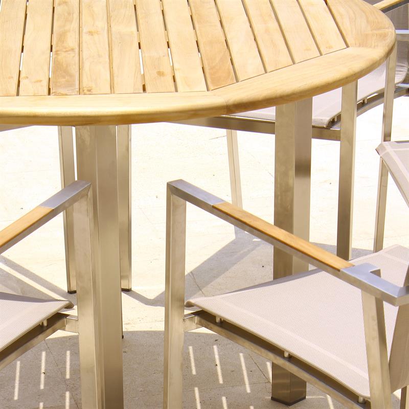 Table ronde Florence 109 cm teck et inox