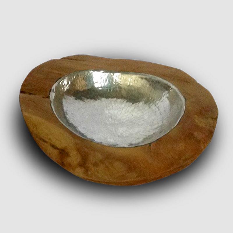 Teakholzschale "Xin" klein mit Aluminium