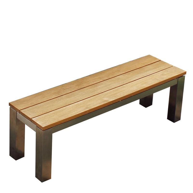 Zilart garden bench without backrest 140x45 cm - vintage teak brushed + stainless steel frame